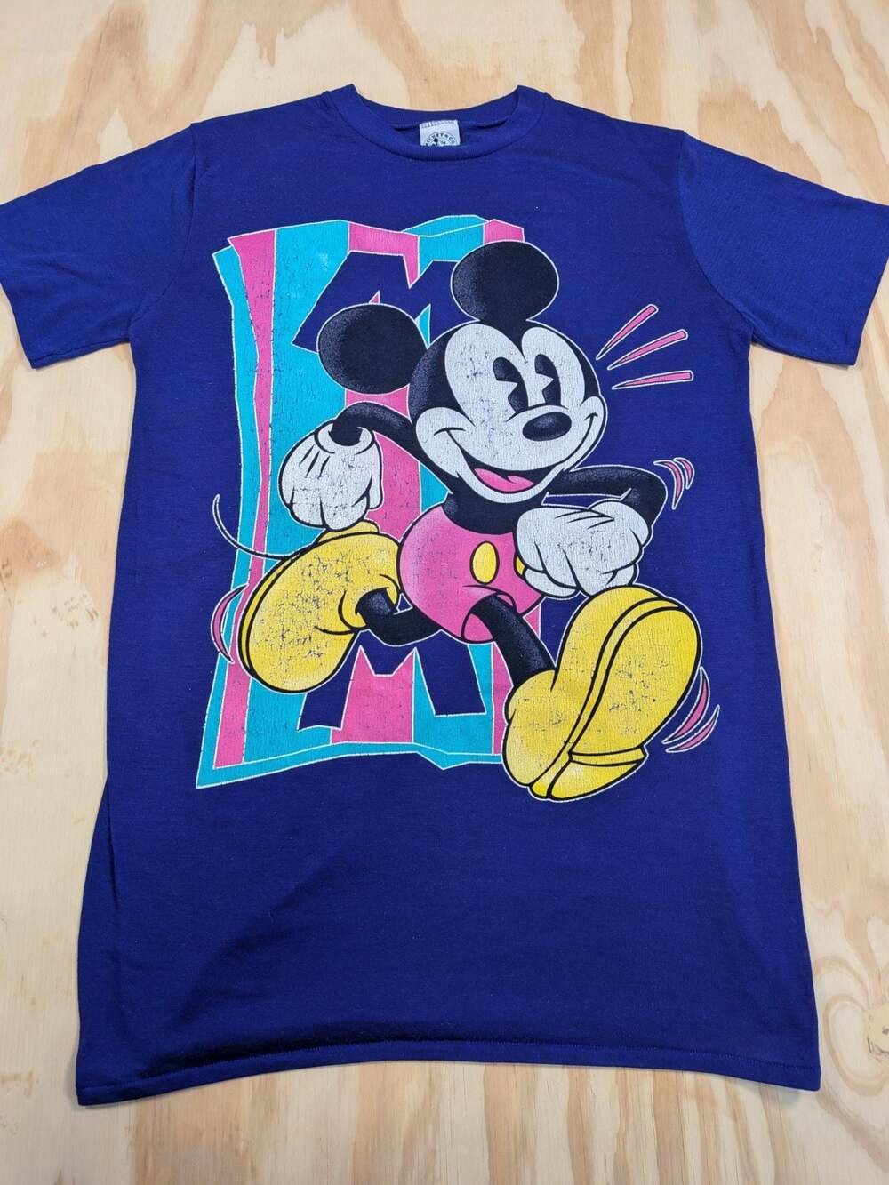 Vintage 90s Mickey Mouse Running Graphic T-Shirt L 12-14 Single Stitch